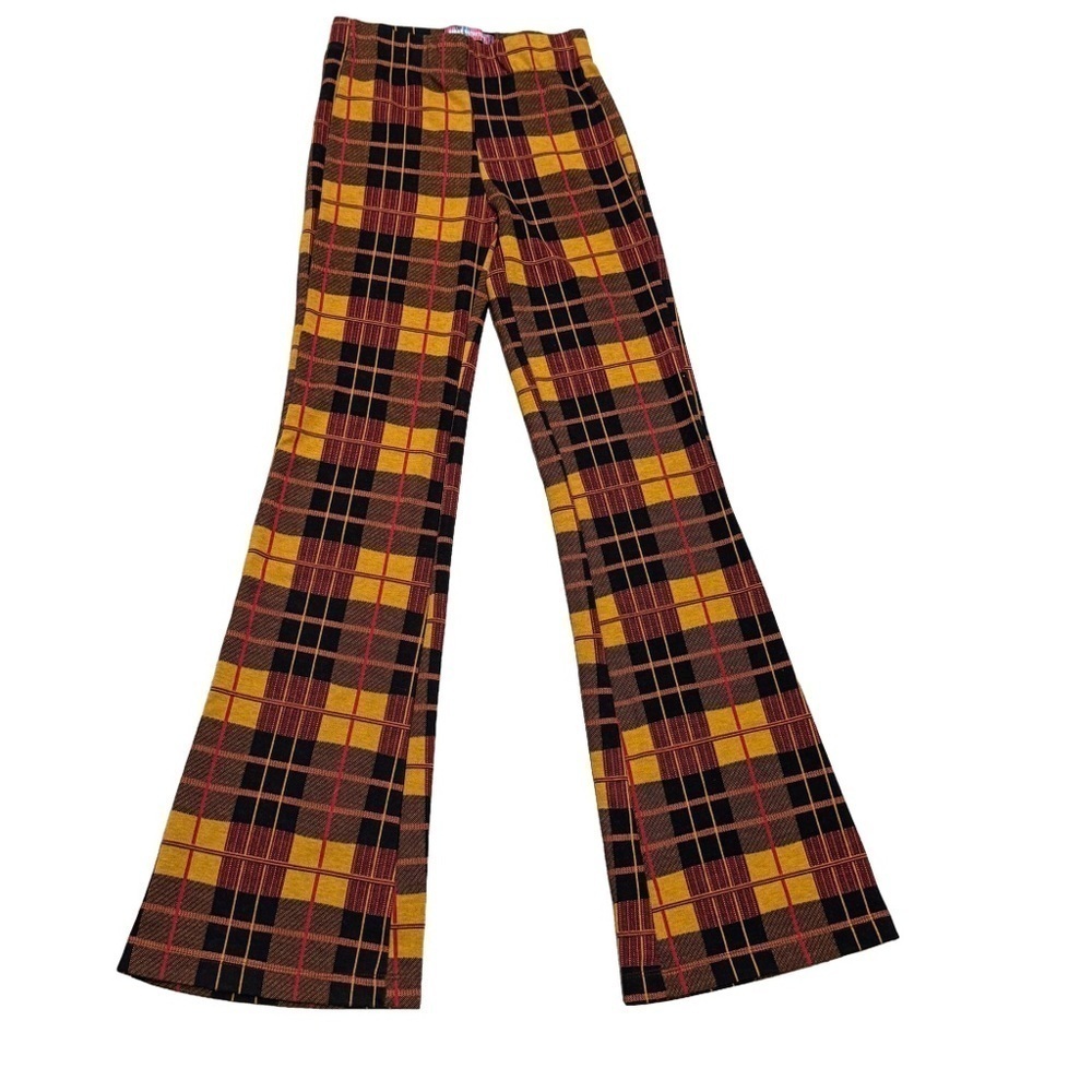 Urban Outfitters Small Retro Plaid Red and Yellow Flare Pants